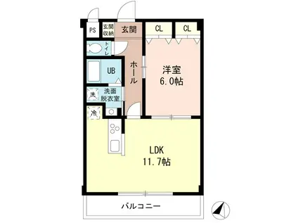 ピーノグランデ(1LDK/1階)の間取り写真