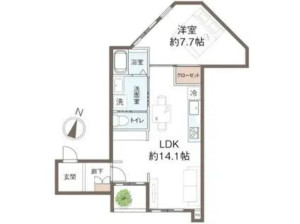 CASAVERDESENZOKU(1LDK/2階)の間取り写真