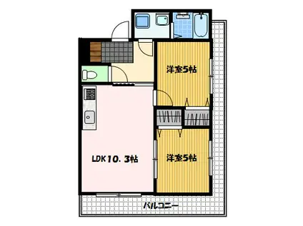エレガンテ・F(2LDK/5階)の間取り写真