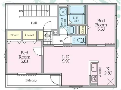 EVER GREEN PLACEII(2LDK/3階)の間取り写真