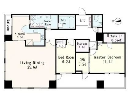 ザ・パークタワー東京サウス(2SLDK/29階)の間取り写真