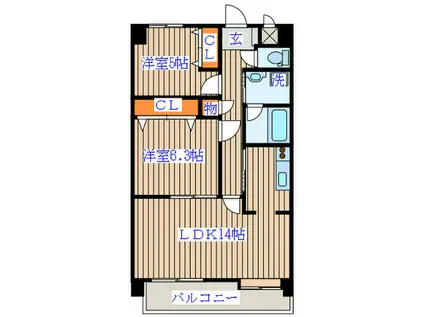 小鶴八番館(2LDK/3階)の間取り写真