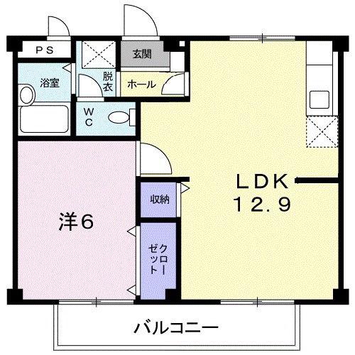 シティハイツ川地(1LDK/2階)の間取り写真