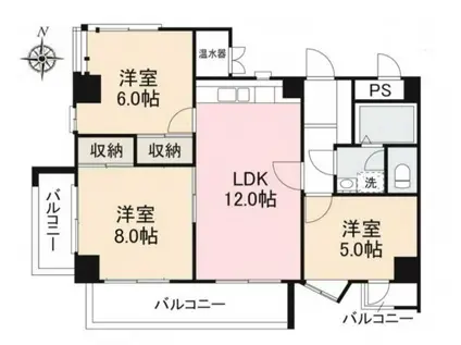 栗林青葉台マンション701(3LDK/7階)の間取り写真