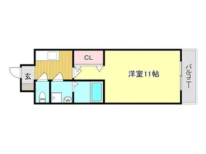 クエスト西大路(ワンルーム/6階)の間取り写真