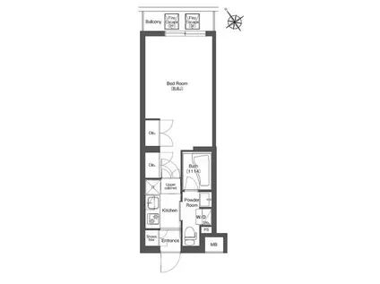 コンフォリア不動前(1K/2階)の間取り写真