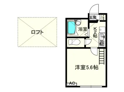 ウィンレックス鷺沼(1K/2階)の間取り写真