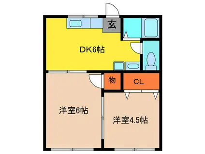 ロイヤル野崎B(2DK/2階)の間取り写真