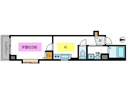 シャングリラ(1K/3階)の間取り写真