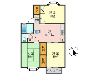 エムブレムベータ(3DK/2階)の間取り写真