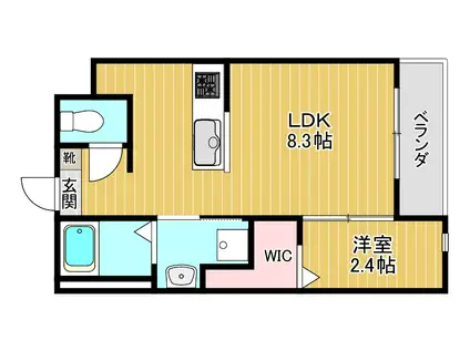 リアコート枚方御殿山サウス(1LDK/3階)の間取り写真