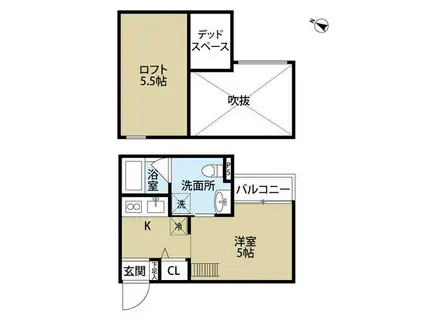 キューブ(ワンルーム/1階)の間取り写真