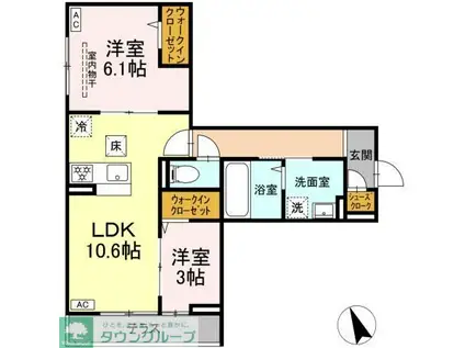 D PAINA 菅北浦(2LDK/2階)の間取り写真