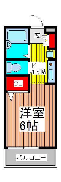 プロムナード中浦和(1K/2階)の間取り写真