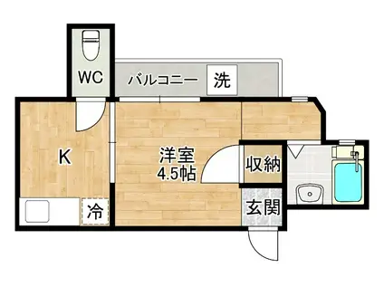 片野タカケンビル(1K/4階)の間取り写真