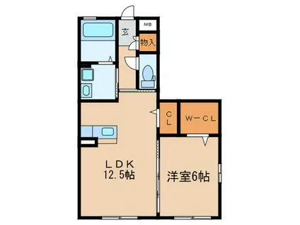 グランコート(1LDK/1階)の間取り写真