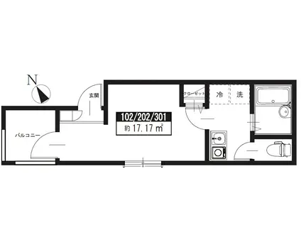 MELDIA立川(1K/3階)の間取り写真
