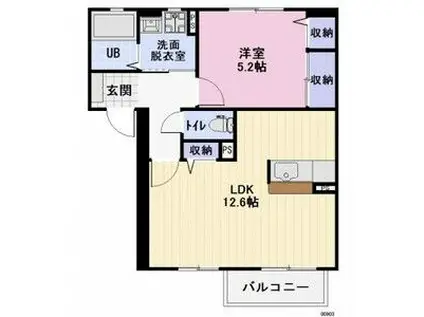 シンフォニーカノン(1LDK/2階)の間取り写真