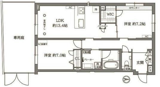 シグネチャーゼロセブン(2LDK/1階)の間取り写真