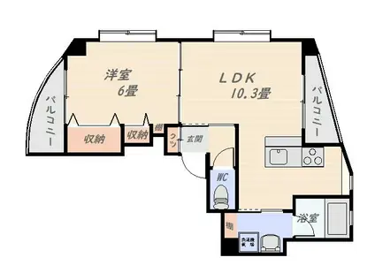 メゾンスバル(1LDK/5階)の間取り写真