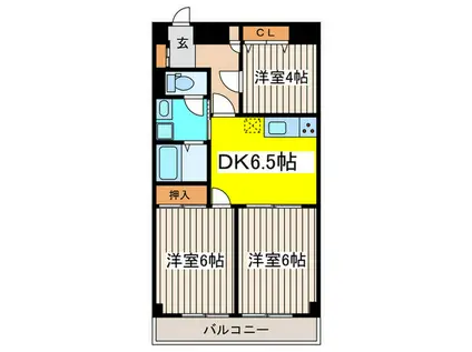 ユーレジデンス三鷹(3DK/2階)の間取り写真