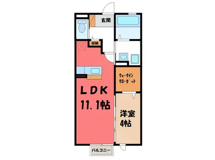 プレミスト I(1LDK/2階)の間取り写真