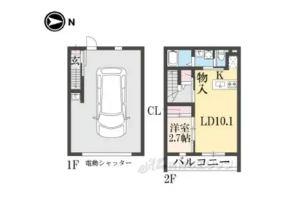 ガレージハウス01(1LDK/1階)の間取り写真