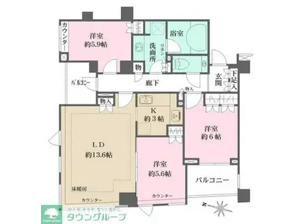 パークハウス中目黒(3LDK/3階)の間取り写真