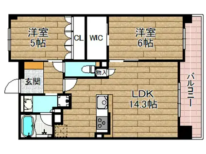 シエリア高槻松原町(2LDK/8階)の間取り写真