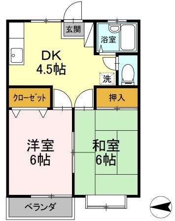 スイートホーム平成(2DK/2階)の間取り写真