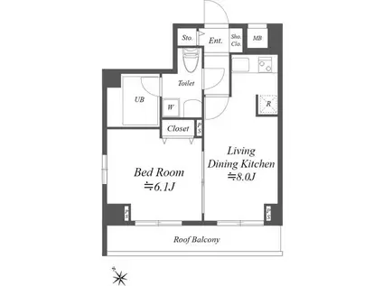 コスモリード月島(1LDK/8階)の間取り写真