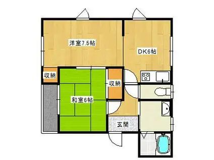 ウィステリアE(1LDK/2階)の間取り写真