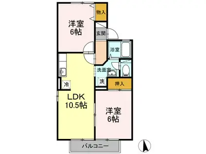ロイヤルガーデン吉倉A(2LDK/2階)の間取り写真
