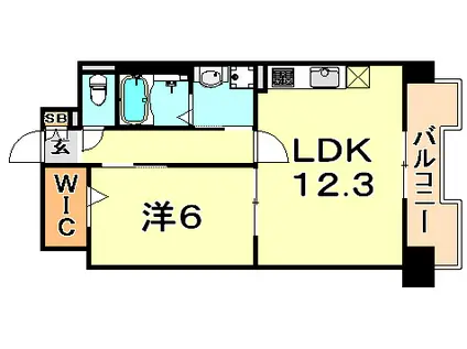 エルイソベ三宮(1LDK/7階)の間取り写真