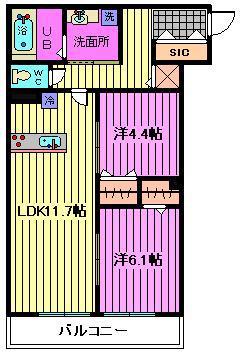 ル シエル(2LDK/3階)の間取り写真