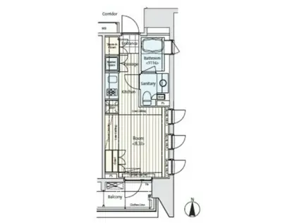 イプセ蒲田(ワンルーム/7階)の間取り写真