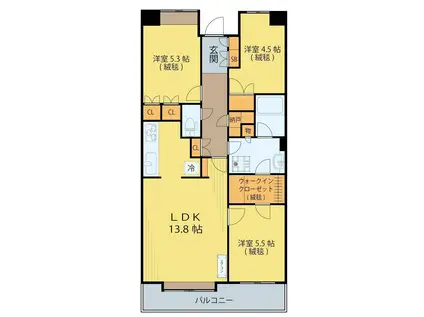 中山パークホームズ丘の街(3LDK/2階)の間取り写真