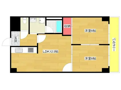 HOCH M(2LDK/2階)の間取り写真