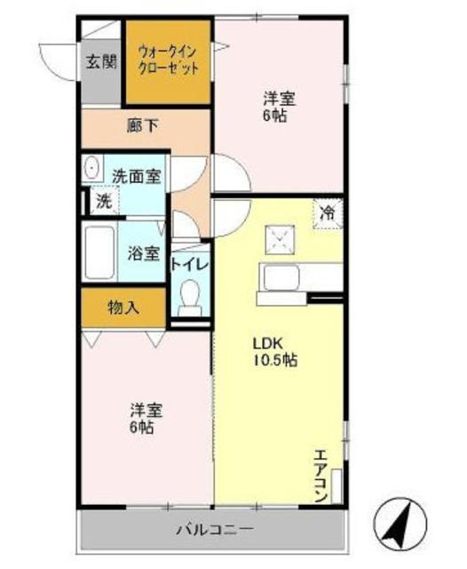 エントピアII(2LDK/1階)の間取り写真