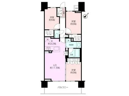 ウエリス三浦海岸(3LDK/3階)の間取り写真