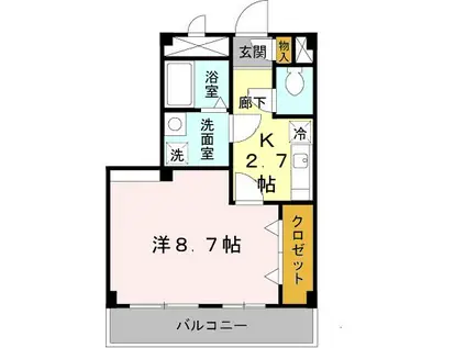 グレース パラシオン(1K/2階)の間取り写真