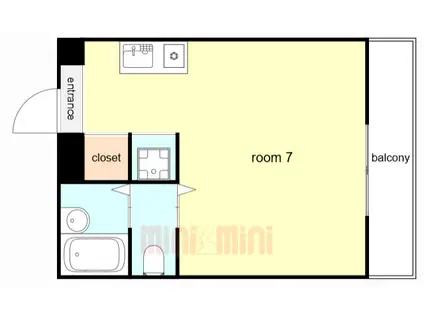 プレジール有瀬(ワンルーム/3階)の間取り写真