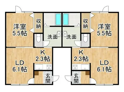 JR根室本線 芽室駅 徒歩6分 20階建 築4年(1LDK/1階)の間取り写真