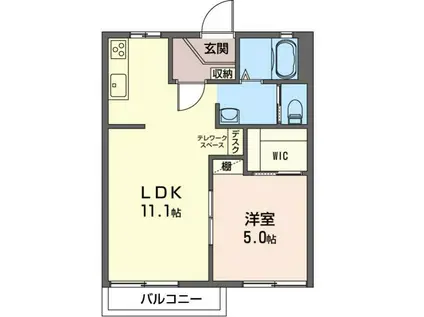 ドミールA(1LDK/2階)の間取り写真