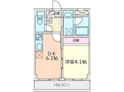 ファインヴィラ赤堤(1DK/2階)の間取り写真