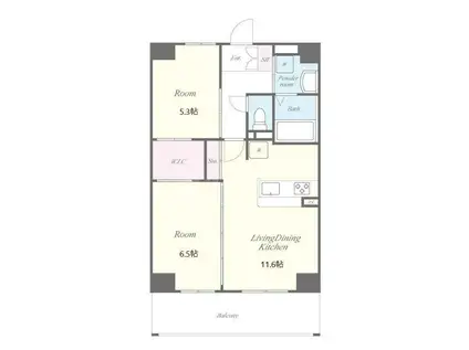 アヴェニーユ壱番館(2LDK/5階)の間取り写真