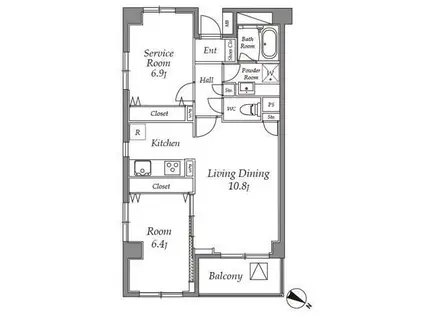 カスタリア目黒(1SLDK/5階)の間取り写真