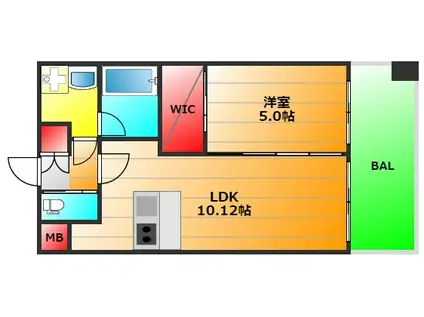 プレジオ難波ユーロ(1LDK/6階)の間取り写真
