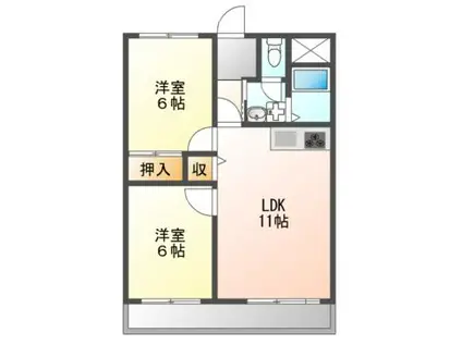 竹之西コーポラス(2LDK/1階)の間取り写真