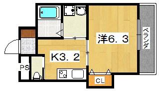 MS CUBEI(1K/3階)の間取り写真